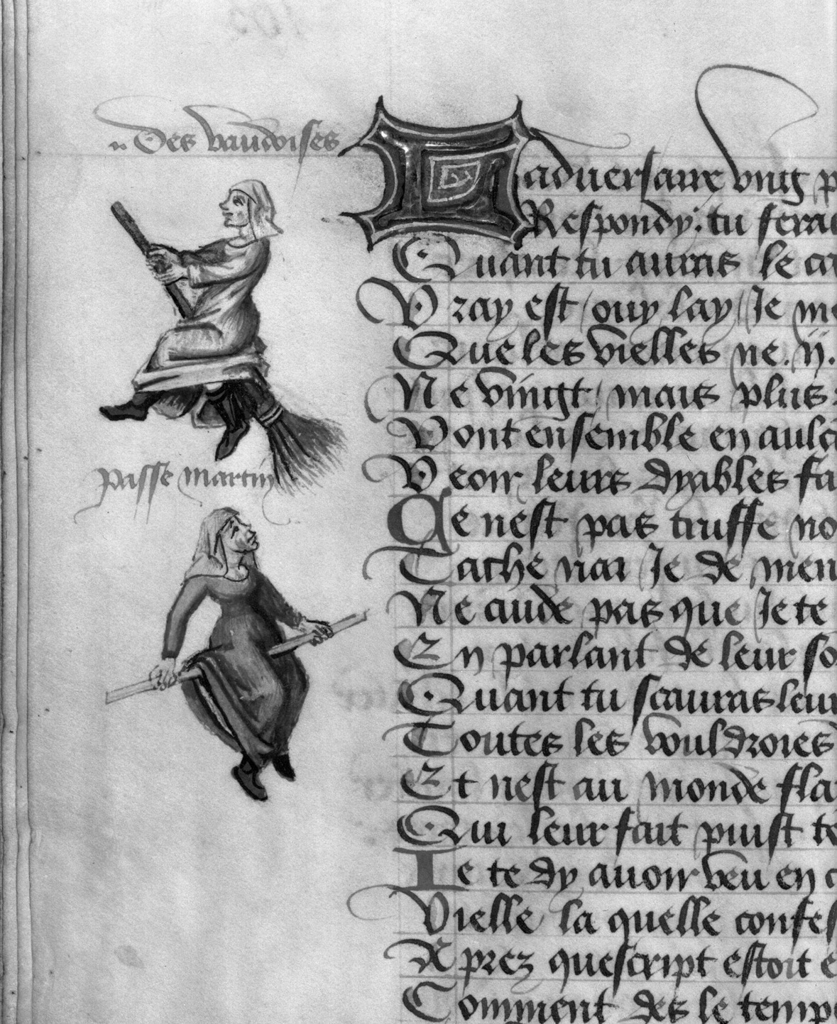 Old manuscript with witch drawings